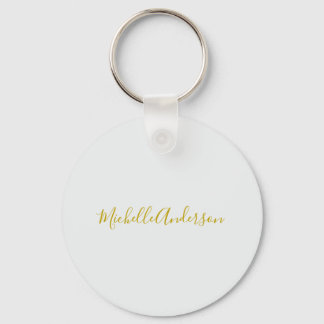 Gold Colour Modern Minimalist Handwriting Name Keychain