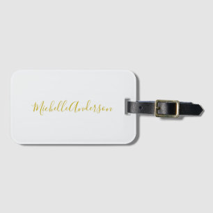 Gold Colour Modern Minimalist Handwriting Name Luggage Tag