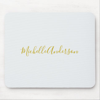 Gold Colour Modern Minimalist Handwriting Name Mouse Pad