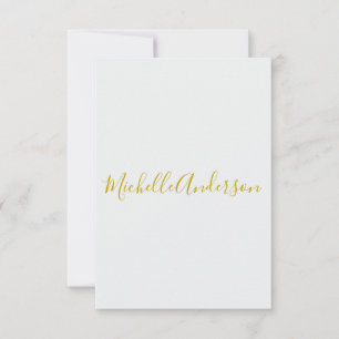 Gold Colour Modern Minimalist Handwriting Name RSVP Card