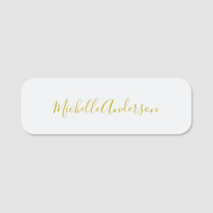 Gold Colour Modern Minimalist Handwriting Name Tag