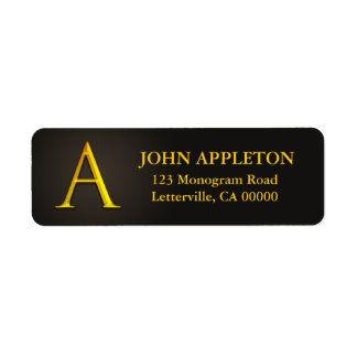 Gold Colour Monogram A Return Address Labels