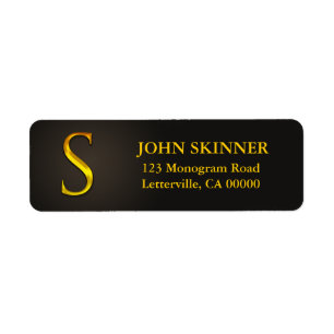 Gold Colour Monogram B Return Address Labels