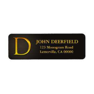 Gold Colour Monogram D Return Address Labels