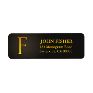 Gold Colour Monogram F Return Address Labels