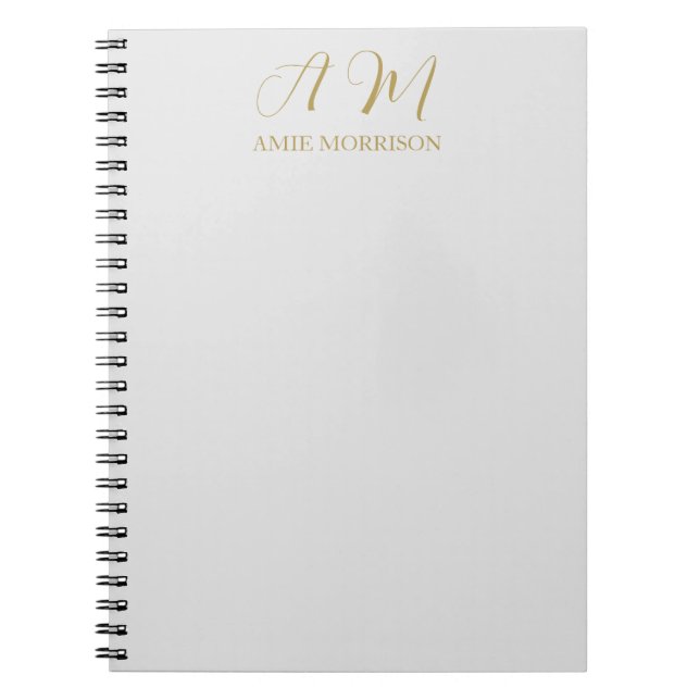 Gold Colour Monogram Initial Name Calligraphy Notebook (Front)