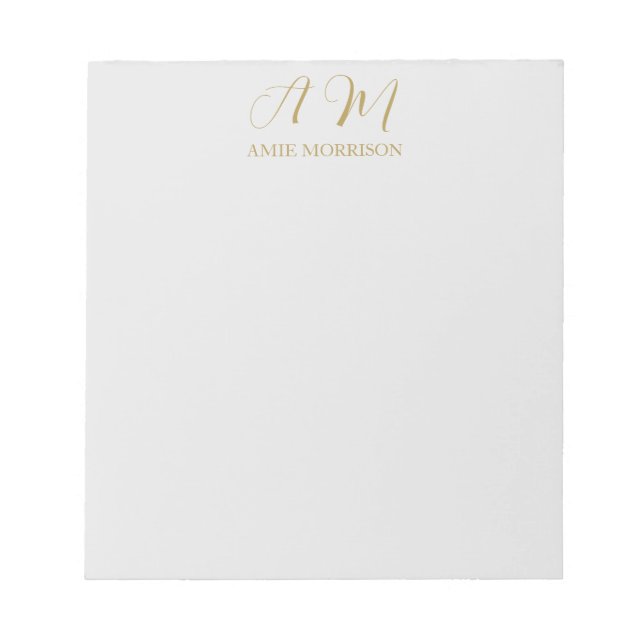 Gold Colour Monogram Initial Name Calligraphy Notepad (Front)