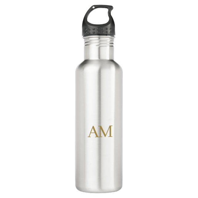 Gold Colour Monogram Initials Calligraphy Pro 710 Ml Water Bottle (Front)