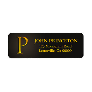 Gold Colour Monogram P Return Address Labels