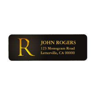 Gold Colour Monogram R Return Address Labels