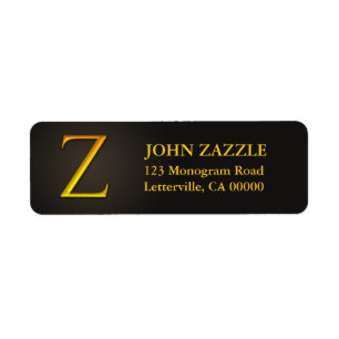 Gold Colour Monogram Z Return Address Labels