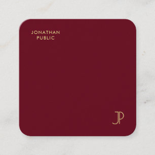 Gold Colour Monogrammed Premium Pearl Luxurious Square Business Card