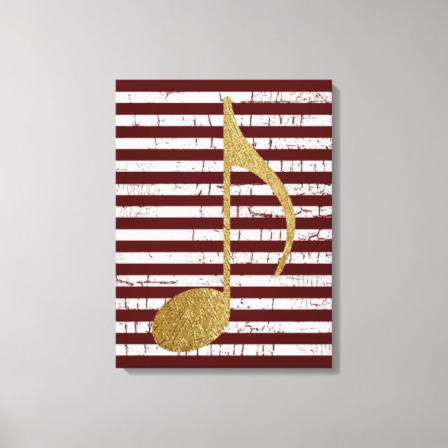 gold colour Musical Note with stripes Canvas Print (Front)