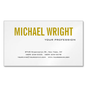 Gold Colour Name Black White Modern Plain Simple Magnetic Business Card