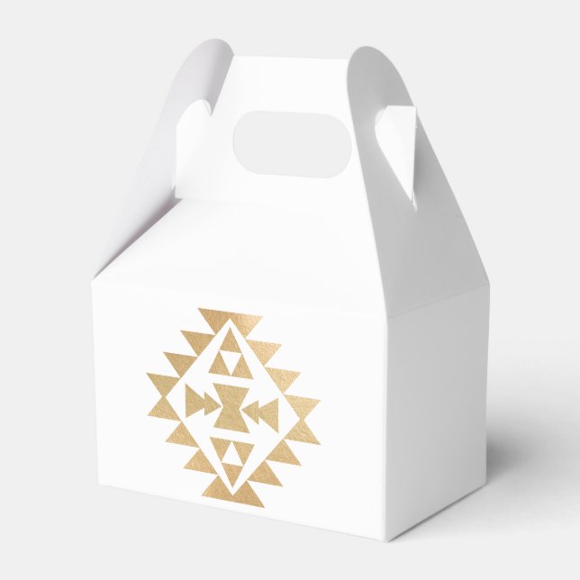 Gold Colour Nordic Pattern on White Favor Box (Front Side)