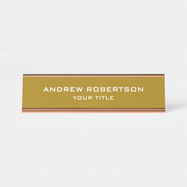 Gold Colour Plain Elegant Minimalist Simple Desk Name Plate (Front)