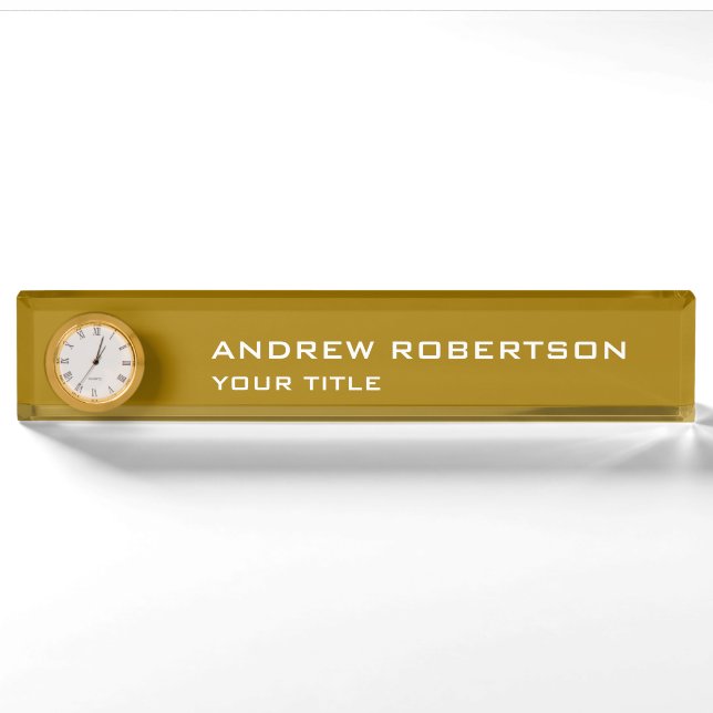 Gold Colour Plain Elegant Minimalist Simple Nameplate (Front)