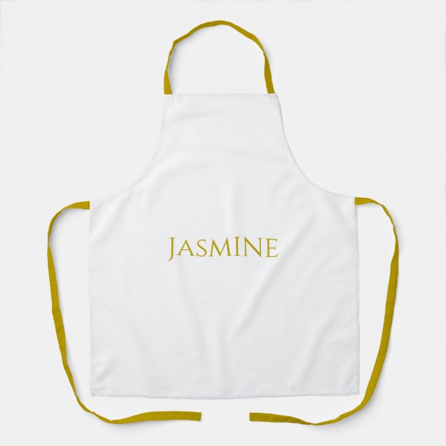 Gold Colour Plain Minimalist Professional Name  Apron (Front)