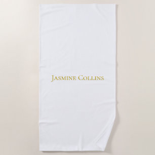 Gold Colour Plain Minimalist Professional Name  Beach Towel