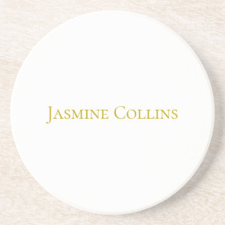 Gold Colour Plain Minimalist Professional Name  Coaster