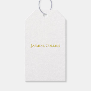 Gold Colour Plain Minimalist Professional Name  Gift Tags