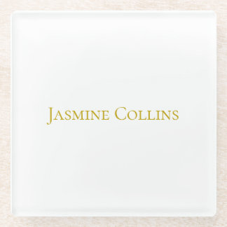 Gold Colour Plain Minimalist Professional Name  Glass Coaster