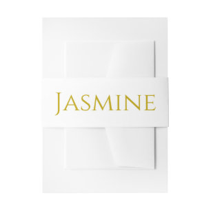 Gold Colour Plain Minimalist Professional Name  Invitation Belly Band