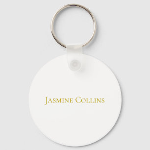 Gold Colour Plain Minimalist Professional Name Keychain