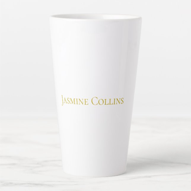 Gold Colour Plain Minimalist Professional Name  Latte Mug (Front)