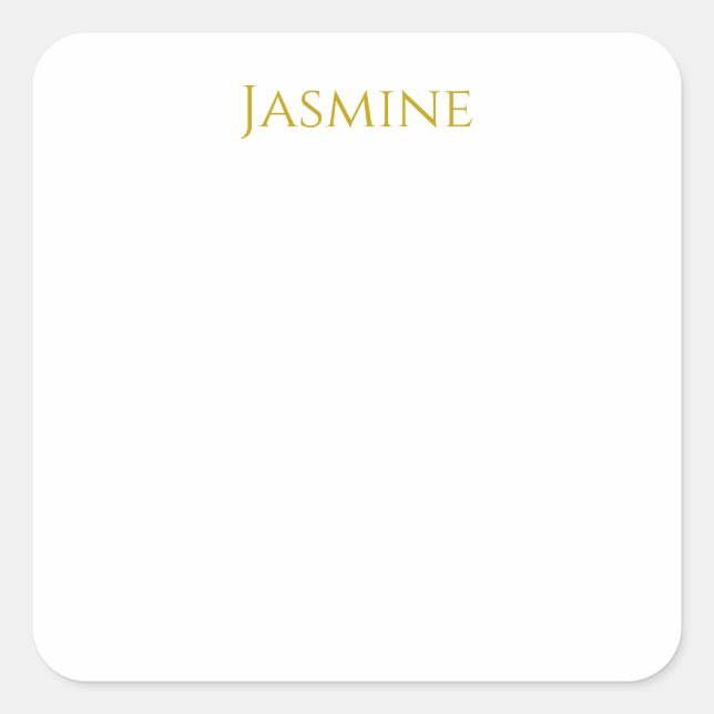 Gold Colour Plain Minimalist Professional Name  Square Sticker (Front)