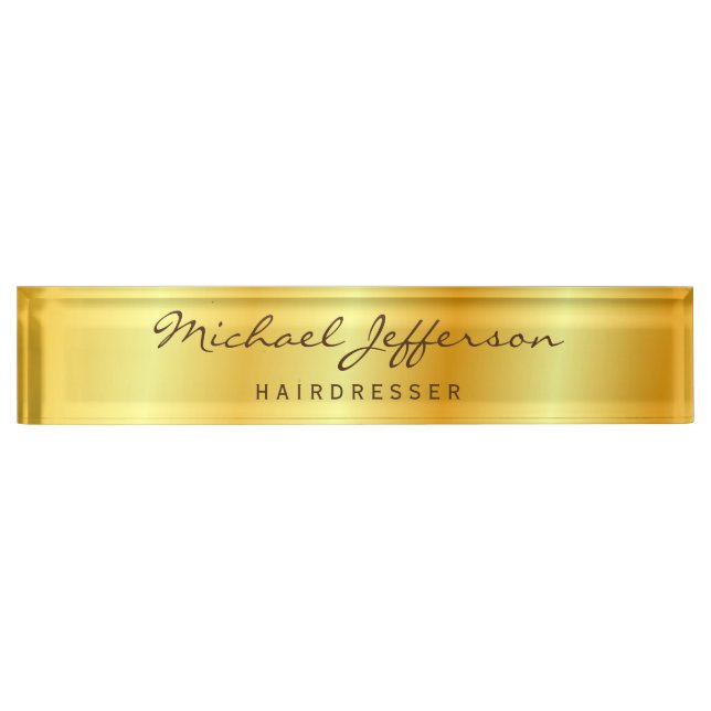Gold Colour Professional Handwriting Script Nameplate (Front)