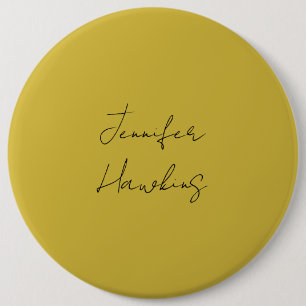 Gold colour professional plain handwriting 6 inch round button
