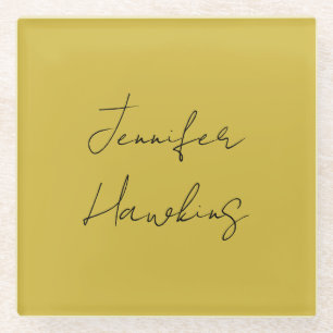 Gold colour professional plain handwriting glass coaster