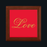 Gold Colour Script Red Love Wedding Calligraphy Gift Box<br><div class="desc">You can easily change the fonts and colours. You can also add your logo and the background image as you like.</div>