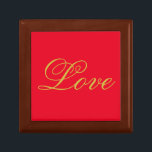 Gold Colour Script Red Love Wedding Calligraphy Gift Box<br><div class="desc">You can easily change the fonts and colours. You can also add your logo and the background image as you like.</div>