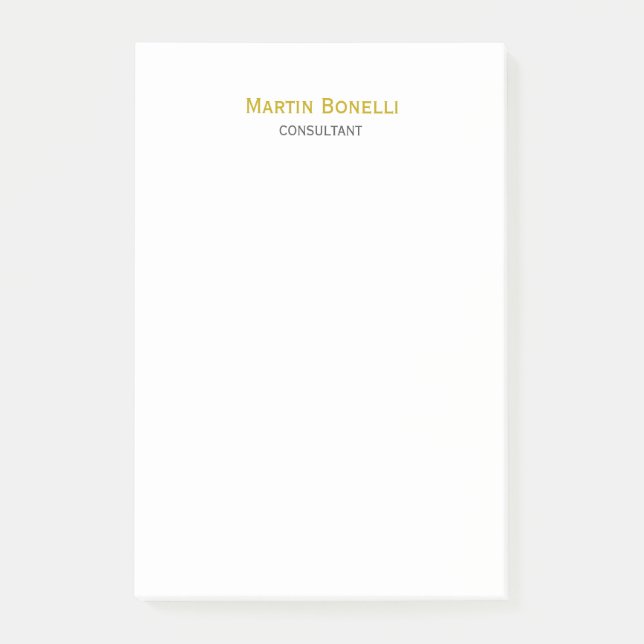 Gold Colour Unique Classical Simple Minimalist Post-it Notes (Front)