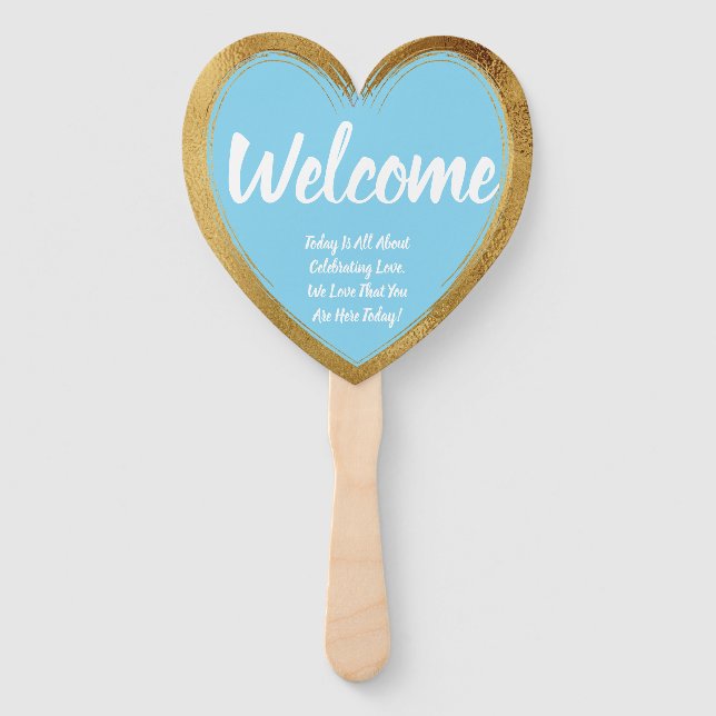Gold Colour Wedding Engagement Party Welcome Hand Fan (Front)