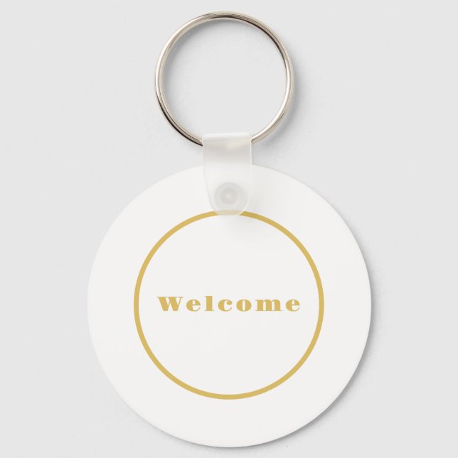Gold Colour Welcome Party Minimalist Professional  Keychain (Front)