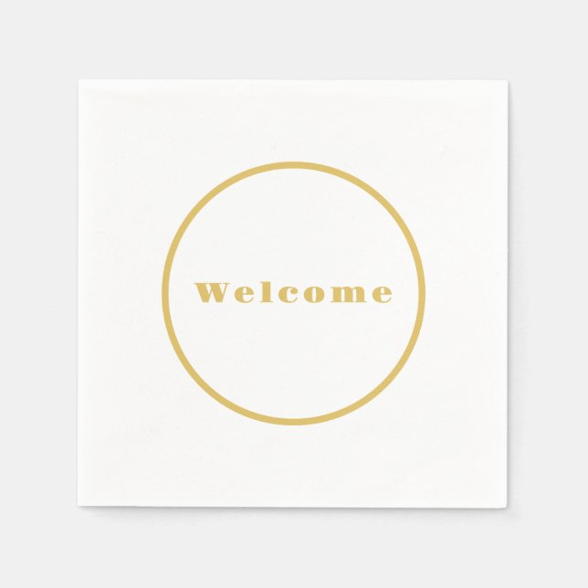Gold Colour Welcome Party Minimalist Professional  Napkin (Front)