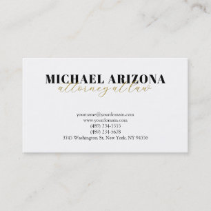 Gold Colour White Minimalist Simple Plain Business Card