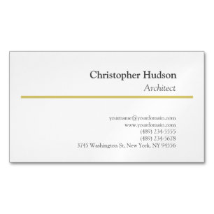 Gold Colour White Minimalist Simple Plain Magnetic Business Card