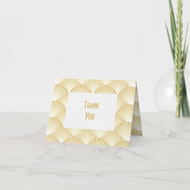 Gold Coloured Art Deco Design Wedding Thank You (Front)