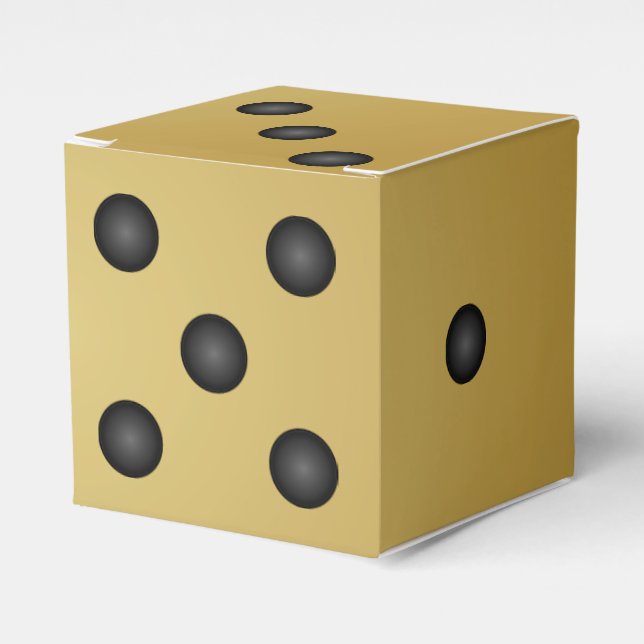 Gold Coloured Dice or Die Favor Box (Front Side)