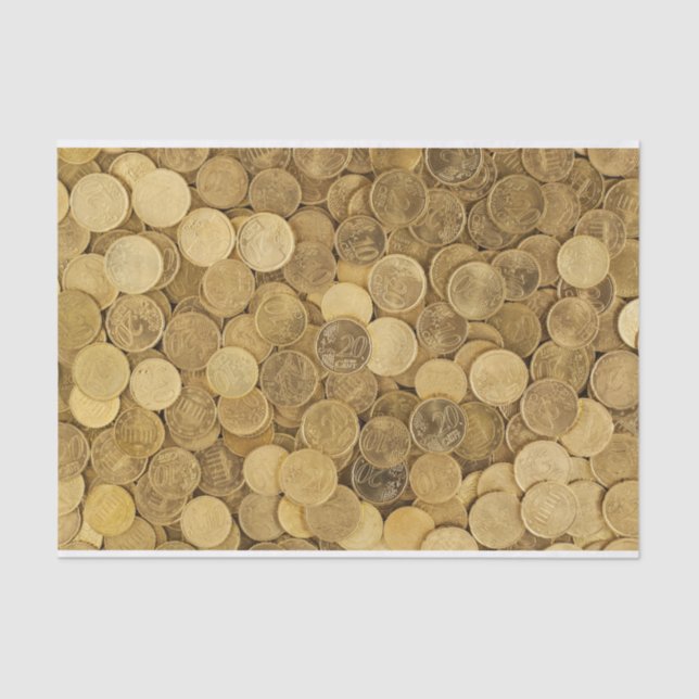 Gold Coloured Euro Coins Tissue Paper (Front)