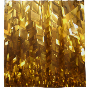 Gold Coloured Fractal Luxury Shower Curtain