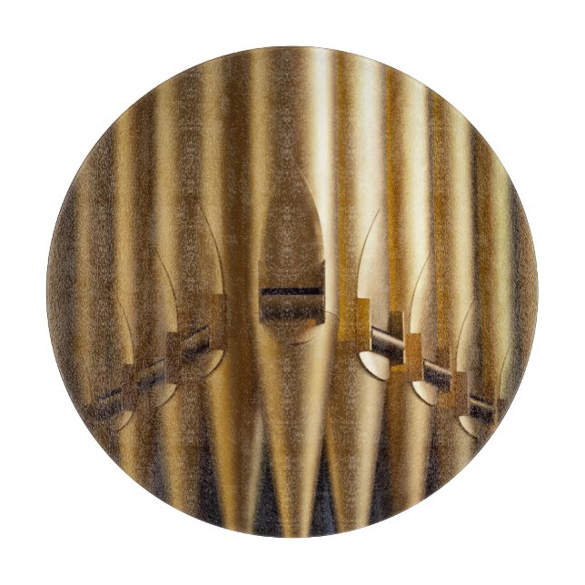 Gold coloured organ pipes cutting board (Front)