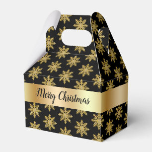 Gold Coloured Snowflake Pattern Favour Box