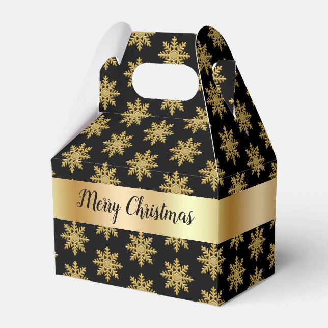 Gold Coloured Snowflake Pattern Favour Box (Front Side)