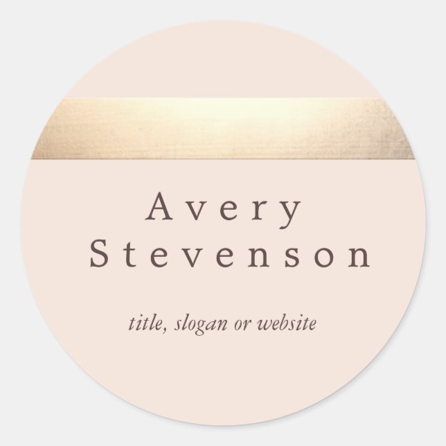 Gold Coloured Striped Modern Light Pink Chic Classic Round Sticker (Front)