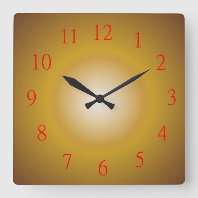 Gold Coloured with Red Numerals> Wall Clock (Front)